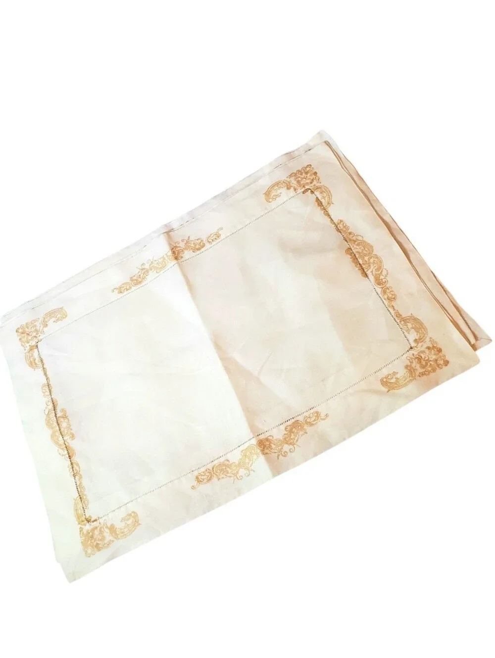 Vtg Linen Table Place Mats Cutwork Lattice Lace Cottagecore French Provincial 5